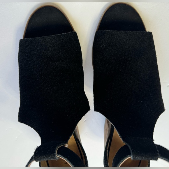LUCKY BRAND WOMENS 8M BLACK SUEDE HEEL OPEN TOE - Picture 6 of 9